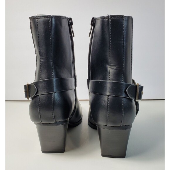 Soda Edwina Cowboy Boot 7.5M Black Pointed Toe Western Moto Biker - Picture 6 of 9